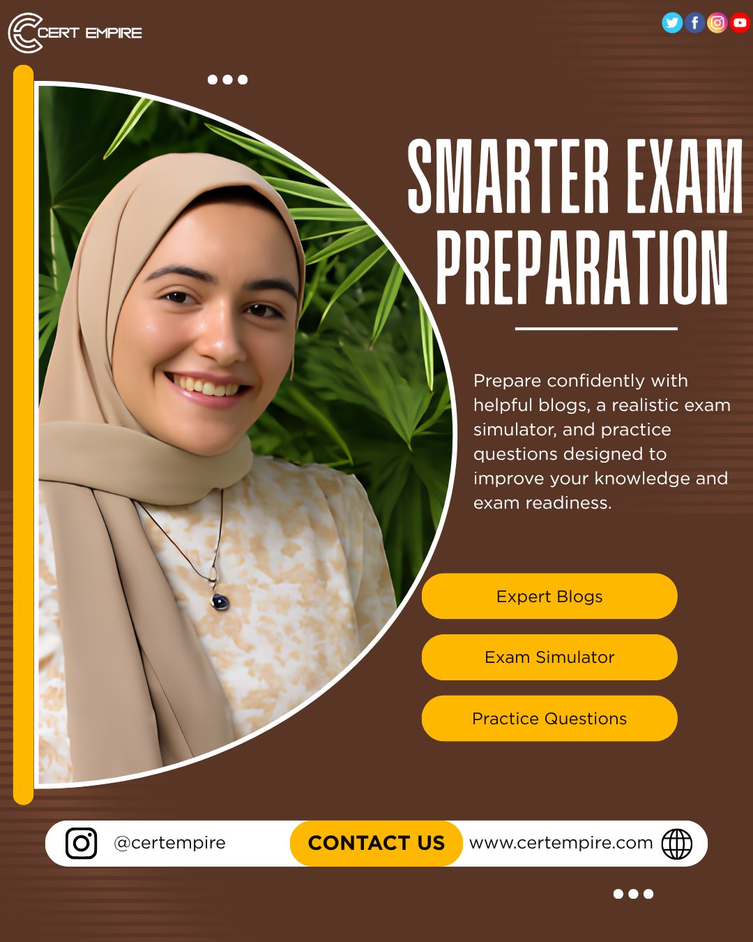 Cert Empire on X: "Still studying without a strategy? Time to lock in. ?  Cert Empire brings expert IT certification blogs, realistic exam simulator practice, and focused practice questions together in one place.  Prep smarter: https://t.co/Yjj3Wx1krK  #ITCertification #ExamPrep #CertEmpire" / X